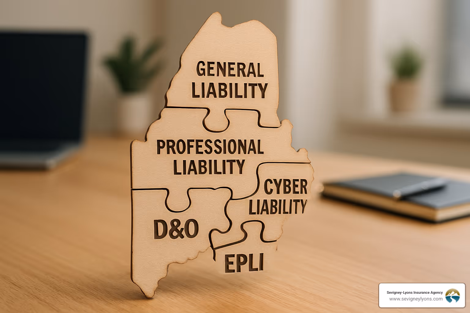 Policy puzzle pieces representing the core coverages every Maine startup needs - liability insurance for startups