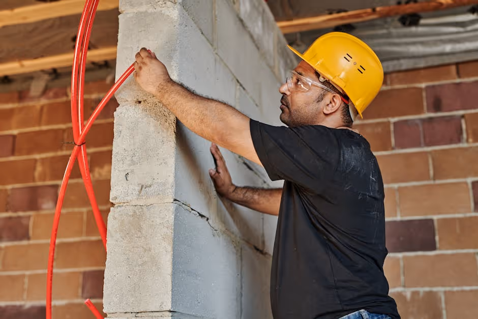 electrician wiring around column