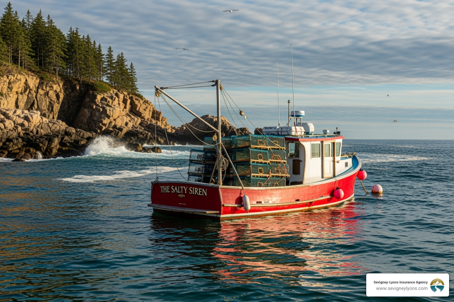 lobster boat near Maine coast - Boat insurance Maine
