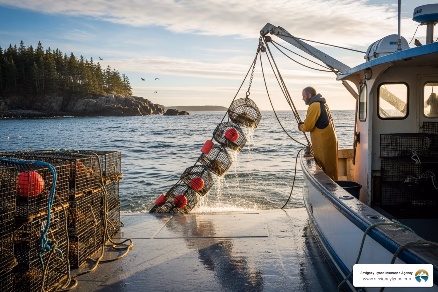 Commercial lobster boat off the Maine coast - Maine marine insurance