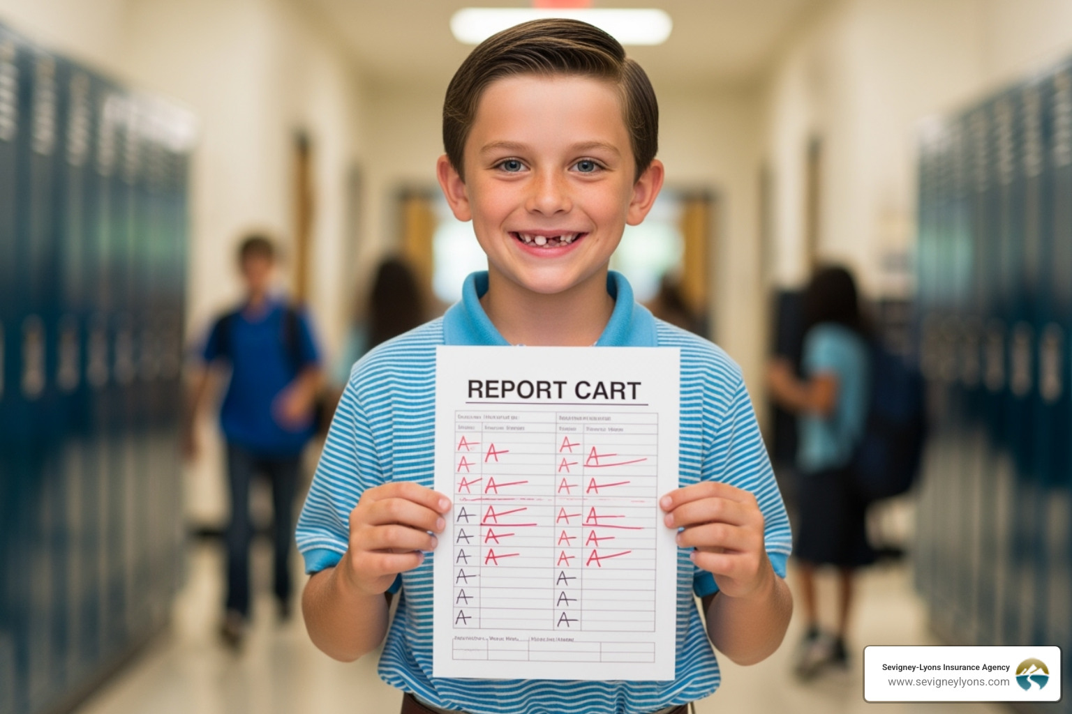 student showing report card - cheapest car insurance for young men