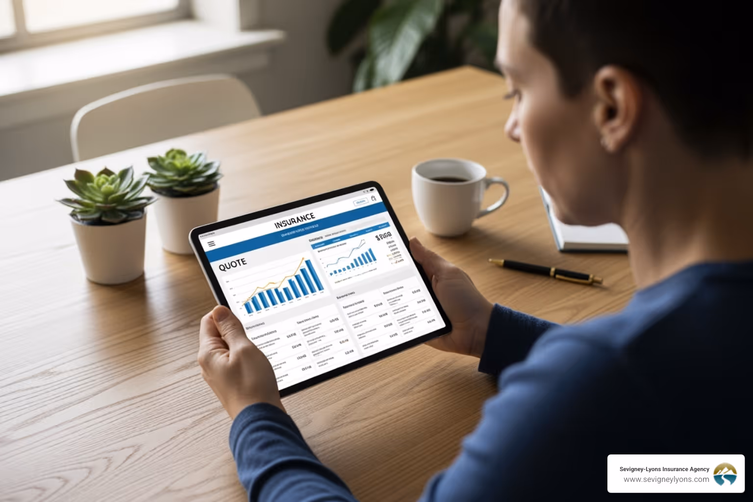 Person reviewing insurance quote on a tablet - courier motorbike insurance
