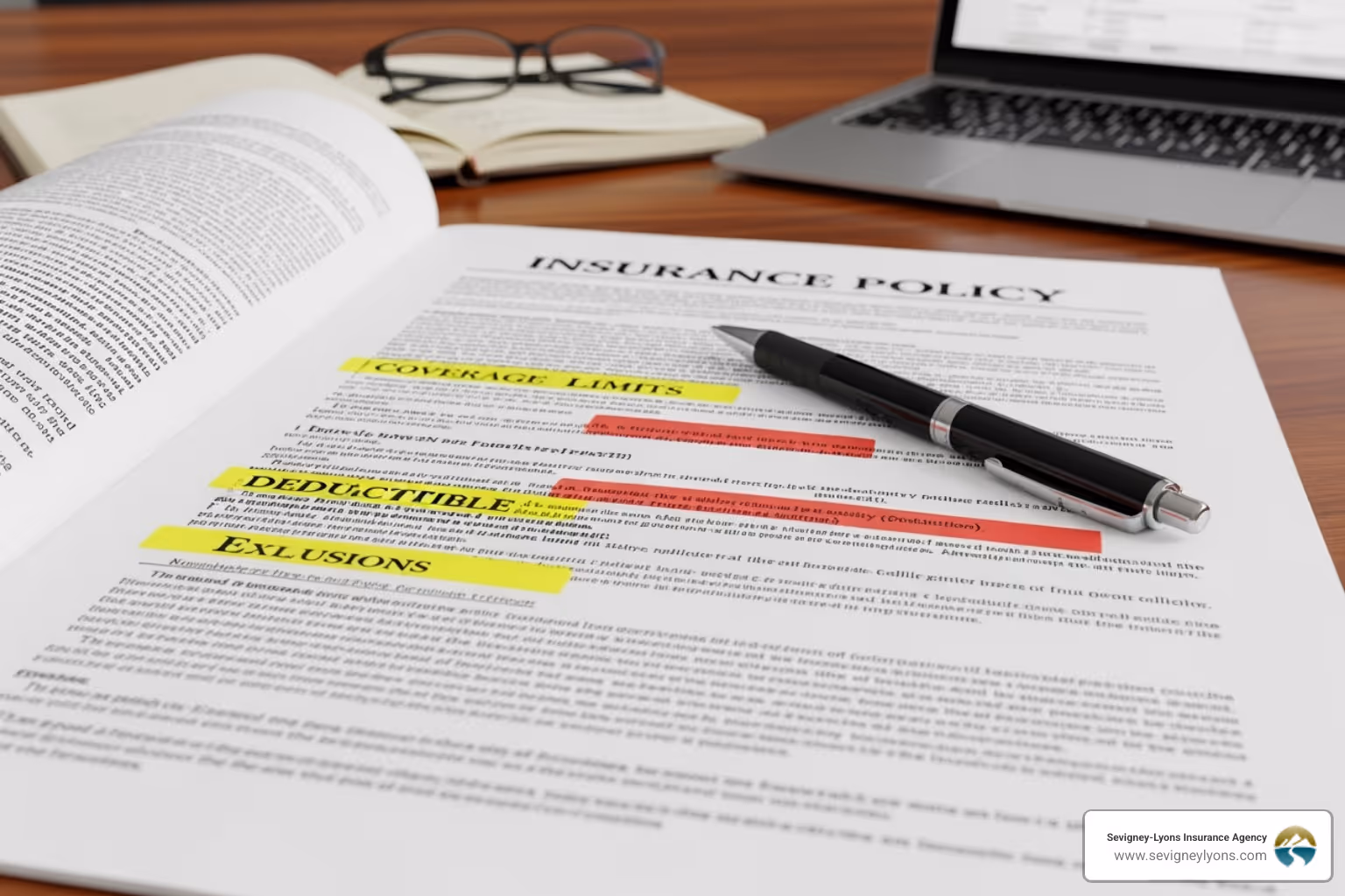 insurance policy document with highlighted sections - insurance deals for young drivers