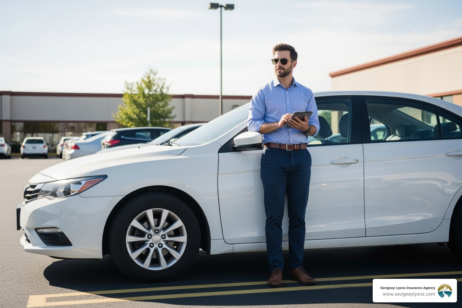 man standing in front of car - Hired non-owned auto insurance