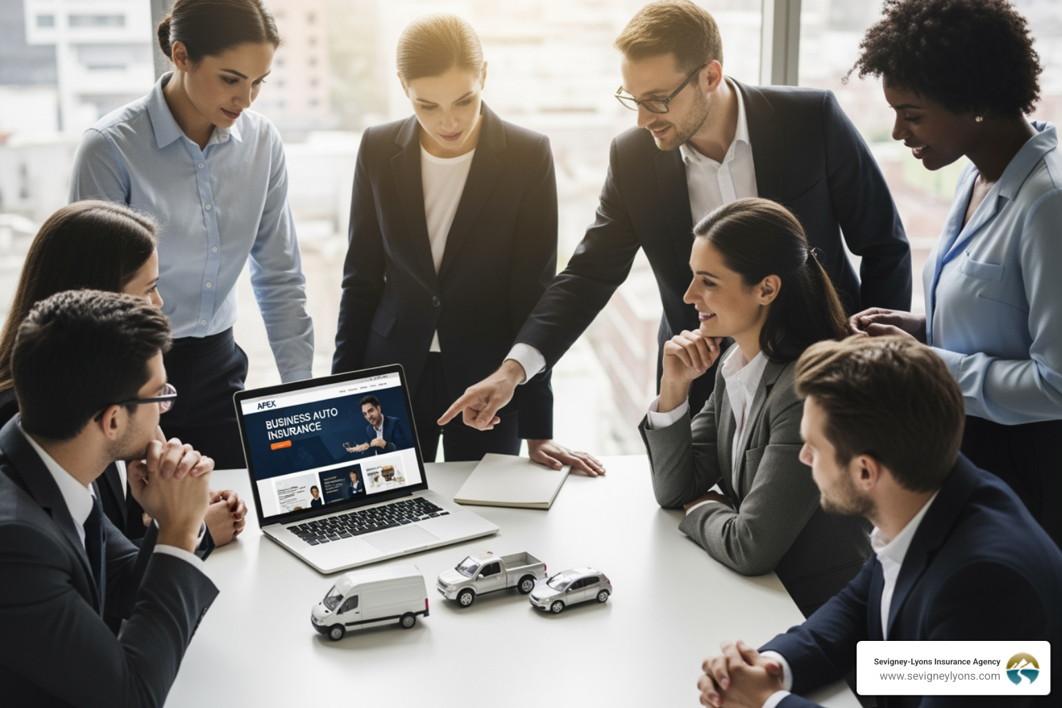 of an insurance policy document with key coverage sections highlighted. - Business auto insurance providers