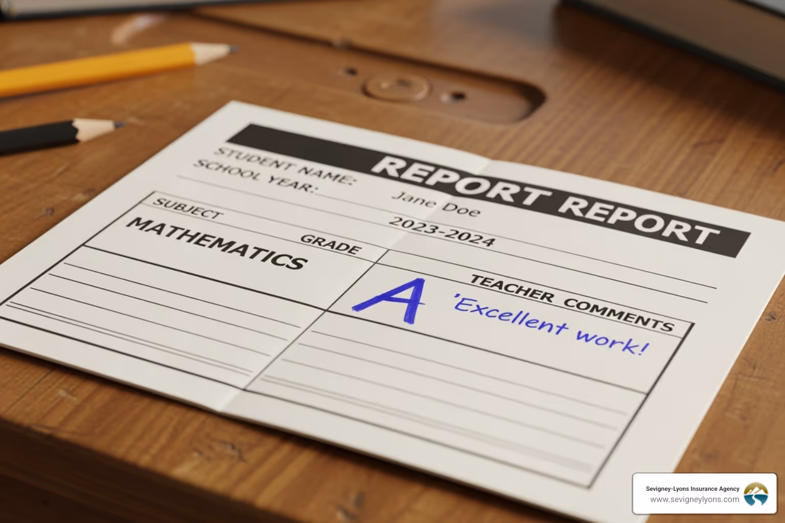 report card with an 'A' grade - inexpensive car insurance for teenage drivers report card with an 'A' grade - inexpensive car insurance for teenage drivers