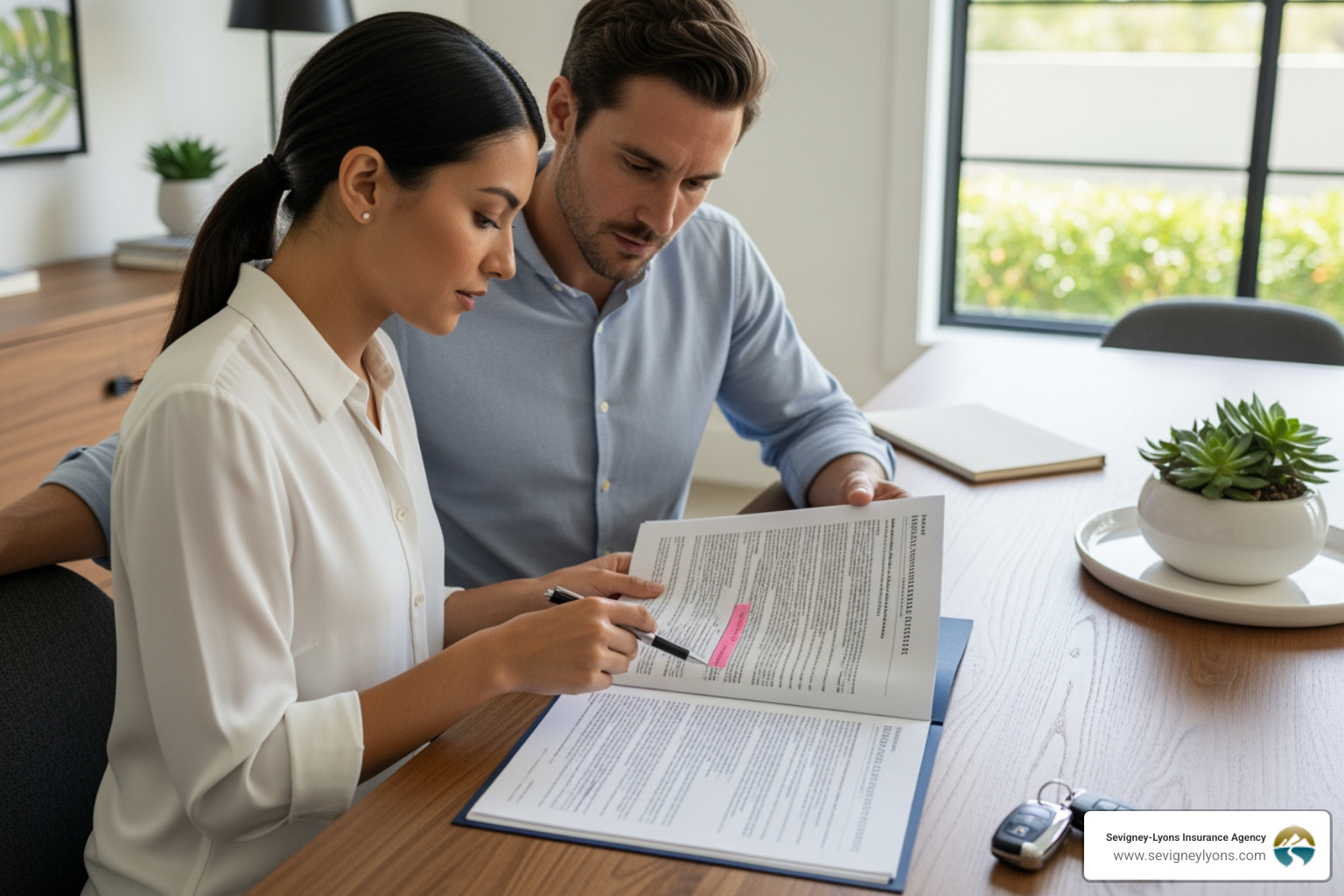 couple reviewing maine auto insurance policy