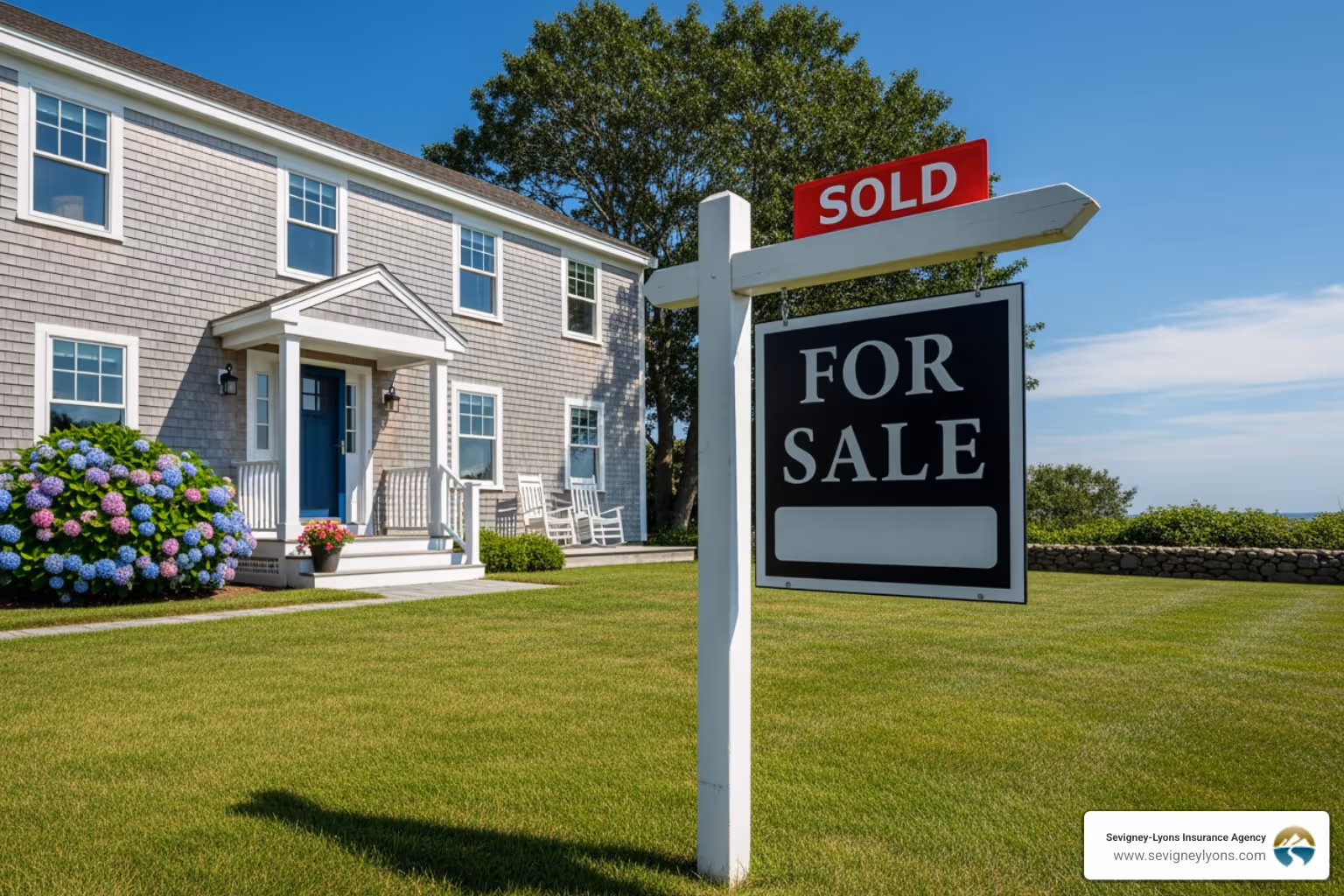 For Sale sign on a house in Kennebunk, Maine - Auto insurance policy review For Sale sign on a house in Kennebunk, Maine - Auto insurance policy review