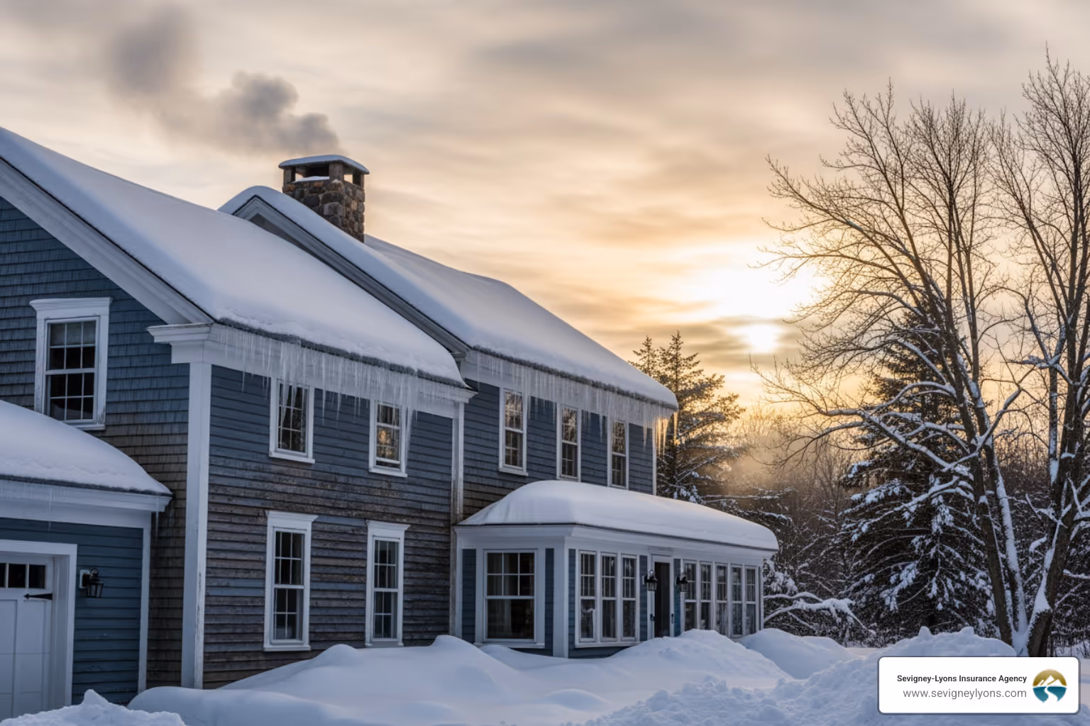 snow-covered roof Maine - how much does homeowners insurance cost in maine