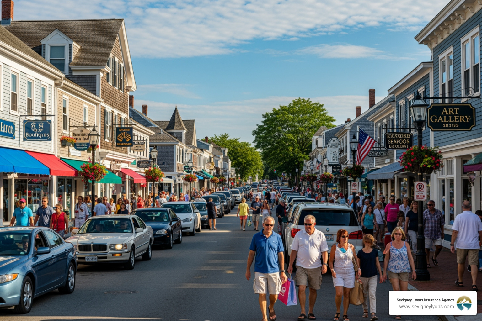 Summer traffic in Kennebunkport, Maine - Uninsured motorist coverage