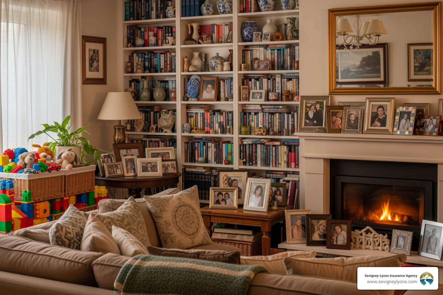 Family's personal belongings inside a home - what is one of the main benefits of homeowners insurance