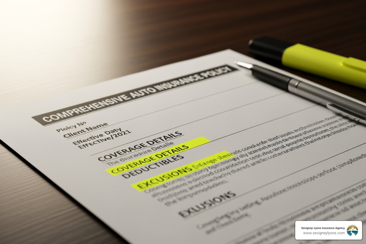 insurance policy document with key coverages highlighted - Commercial auto insurance requirements insurance policy document with key coverages highlighted - Commercial auto insurance requirements