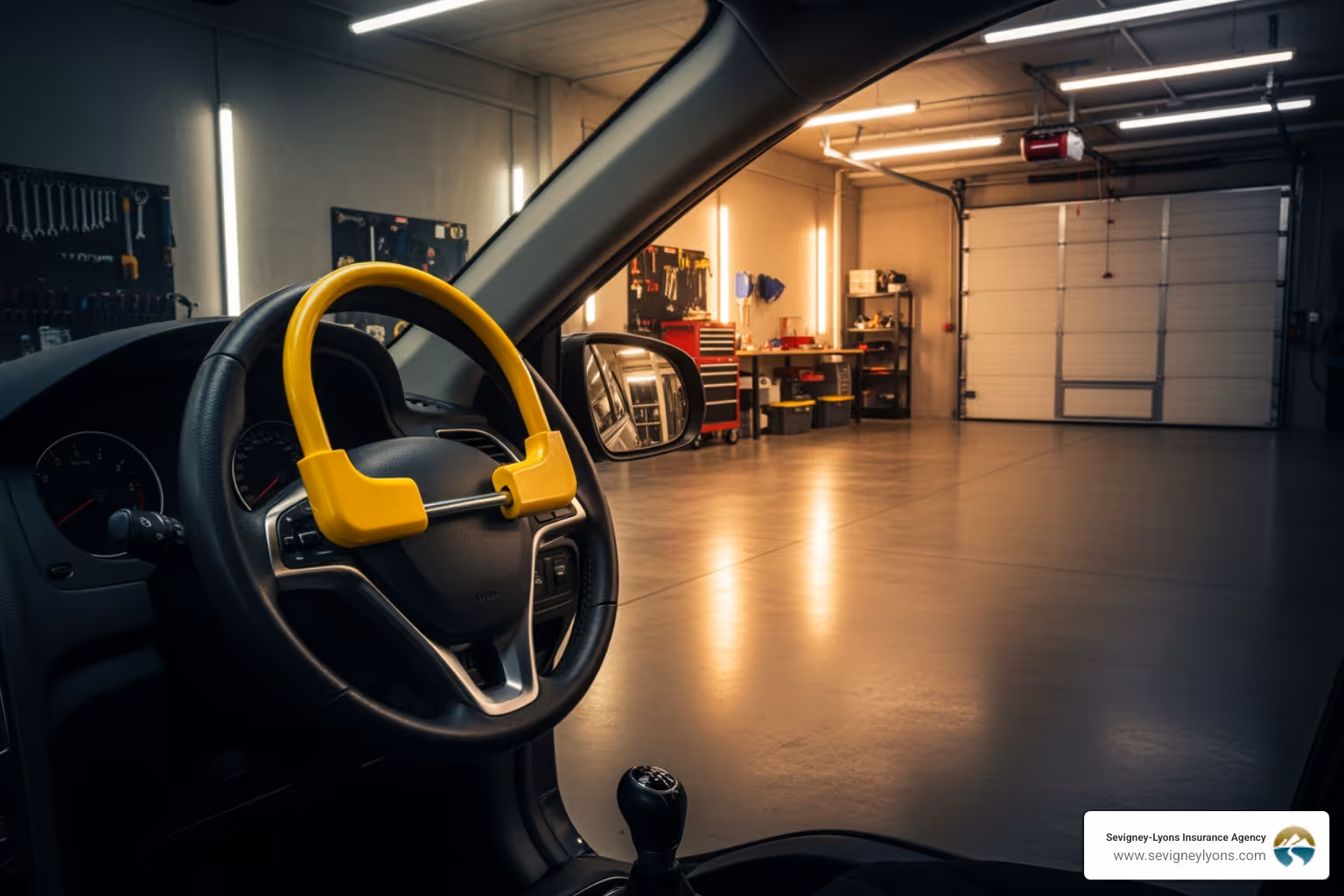 interior car view in garage - vehicle protection - Protect your vehicle concept