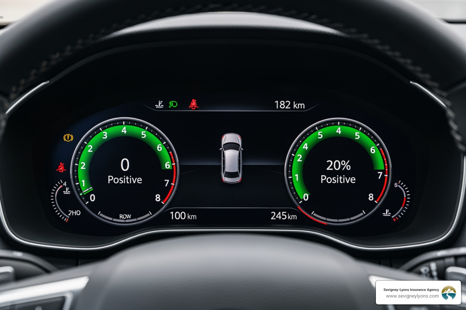 a safe driving dashboard showing good driving habits - best auto insurance for teenage drivers