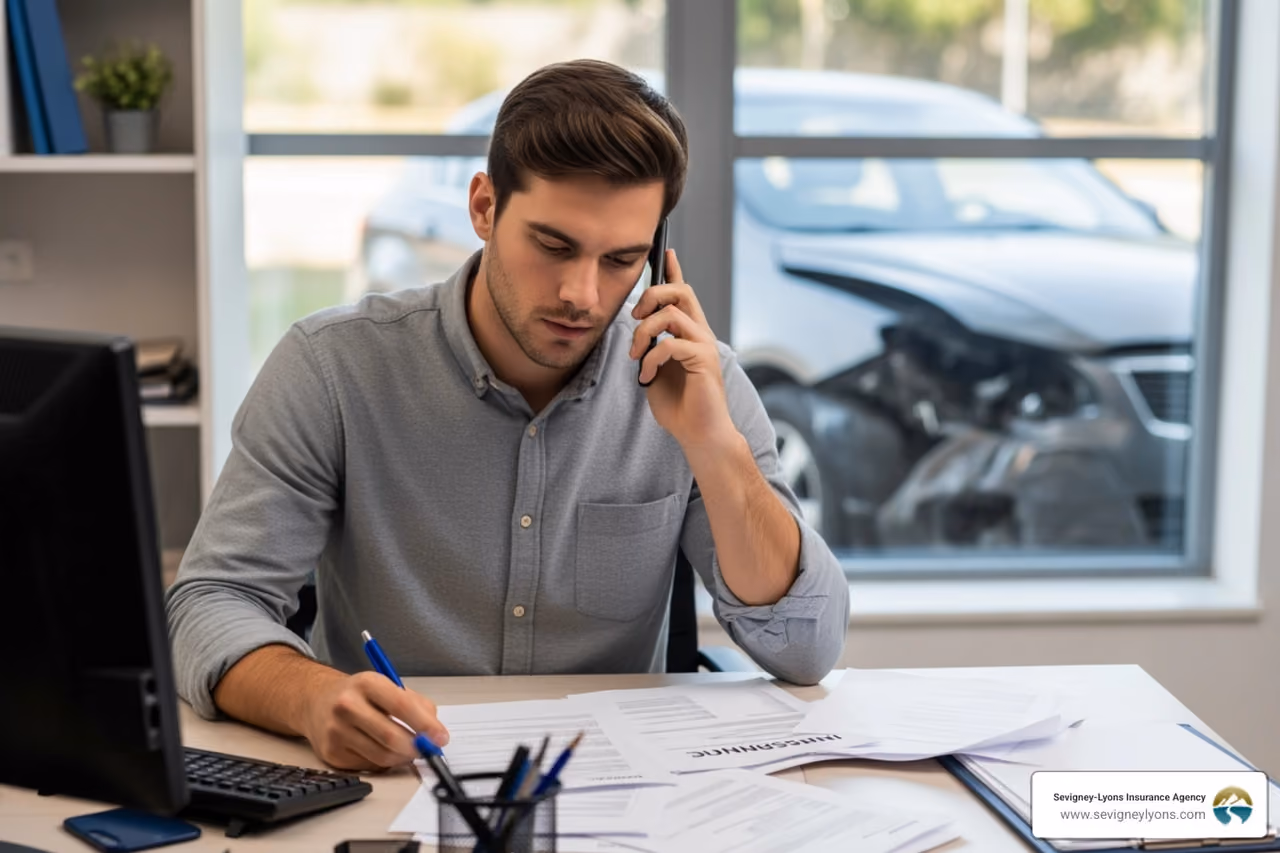 young driver reviewing car insurance documents after an accident - best car insurance for young drivers with accidents