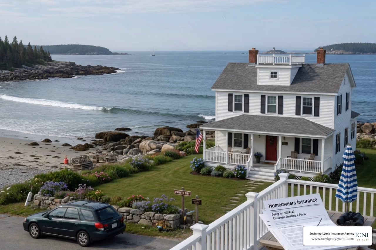 southern maine home on coastline - home insurance companies concept