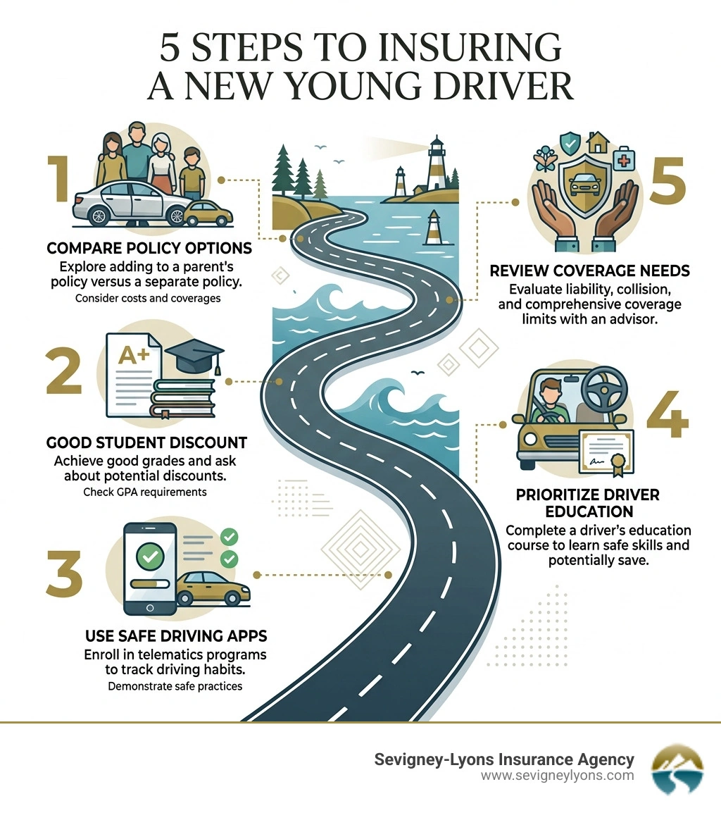 5 steps to insuring a new young driver infographic - auto insurance for young people infographic 5 steps to insuring a new young driver infographic - auto insurance for young people infographic