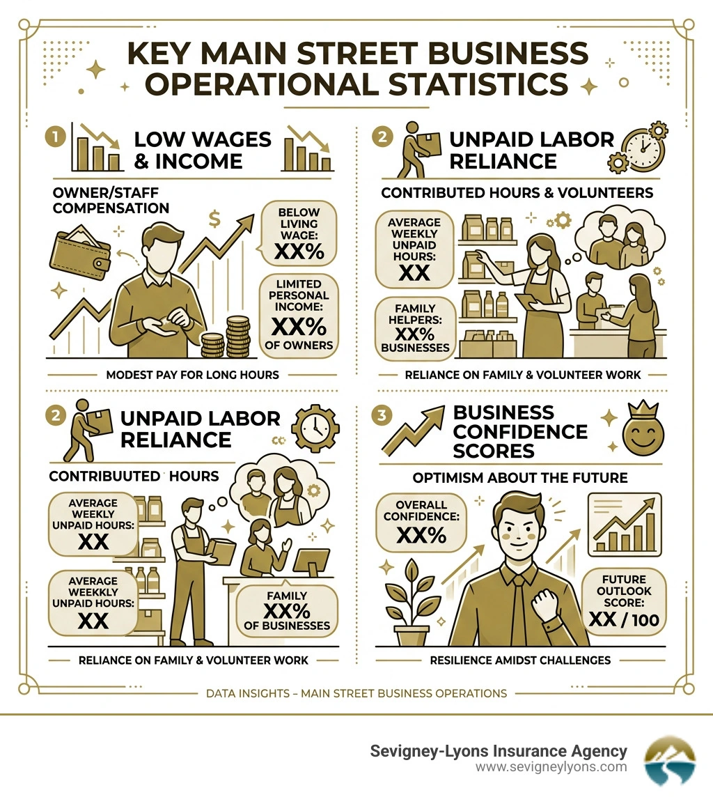 Key statistics on Main Street business operations, including low wages, unpaid labor, and business confidence scores. - Main Key statistics on Main Street business operations, including low wages, unpaid labor, and business confidence scores. - Main