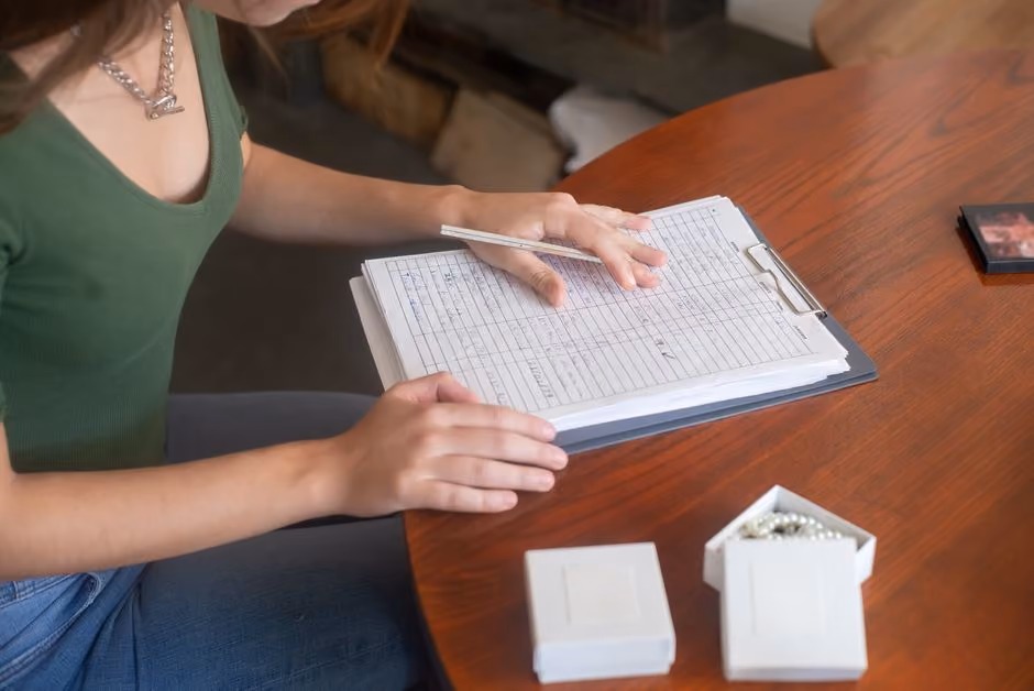 home inventory checklist next to a jewelry box