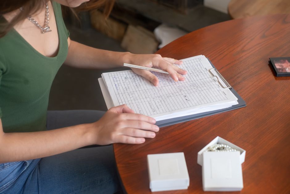 home inventory checklist next to a jewelry box