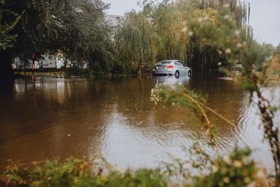 Car damaged by winter storm and coastal flooding in Kennebunk