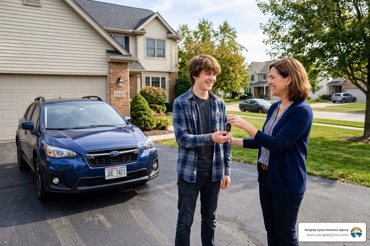 16 year old insurance teen driver receiving car keys from parent - 16 year old insurance