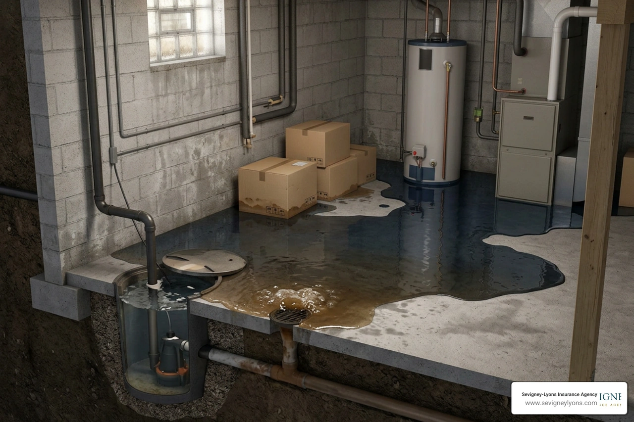 water backup protection diagram showing sump pump failure and water backup coverage