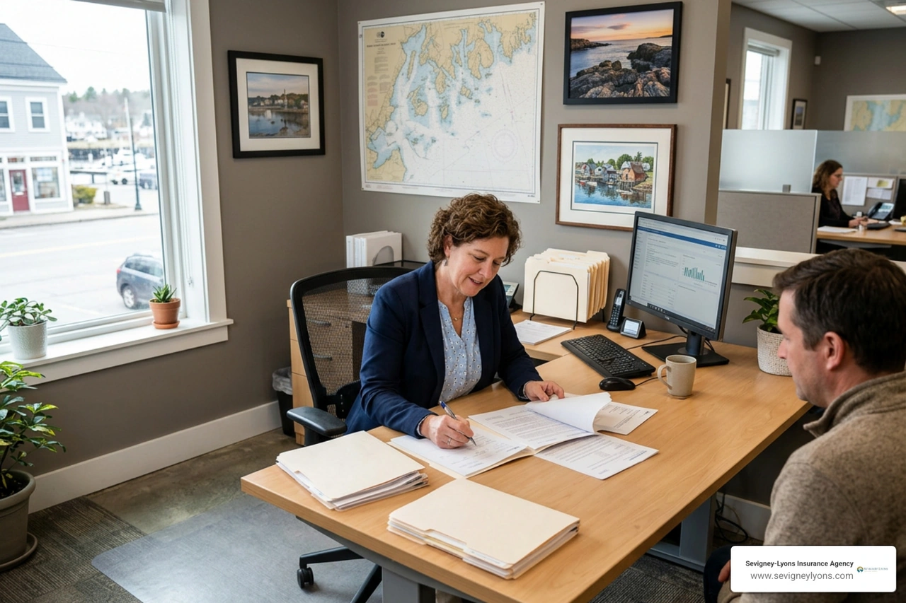 modern regional insurance office reviewing Maine property policies modern regional insurance office reviewing Maine property policies