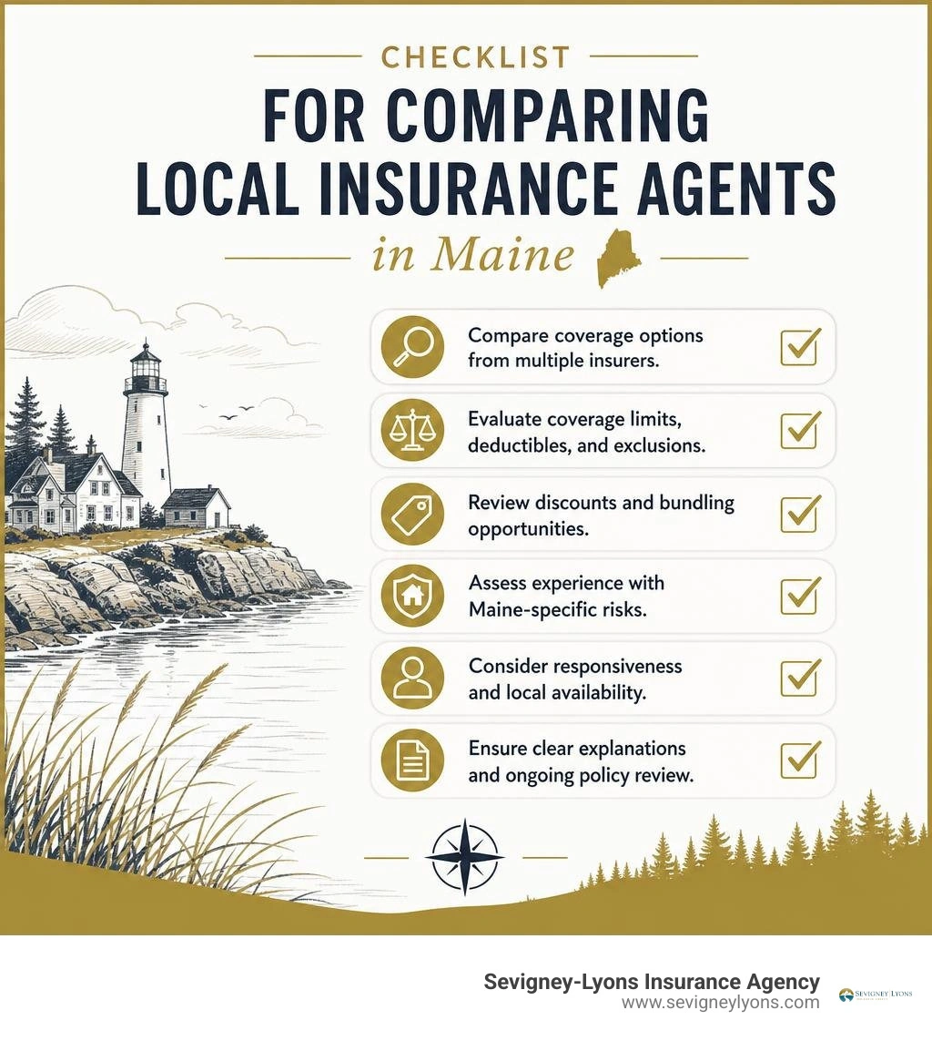 Checklist for comparing local insurance agents in Maine infographic Checklist for comparing local insurance agents in Maine infographic