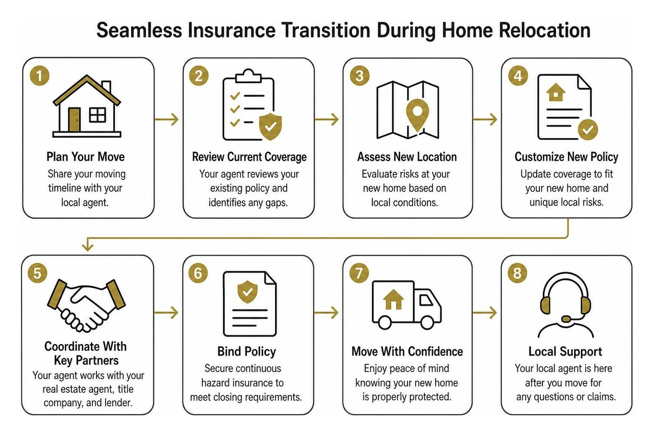 Workflow diagram of seamless insurance transition during home relocation Workflow diagram of seamless insurance transition during home relocation