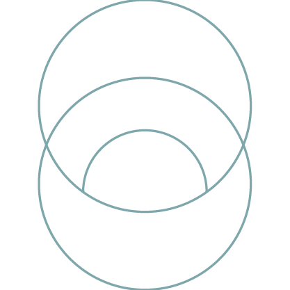 Overlapping circle icon where you can see through the center.