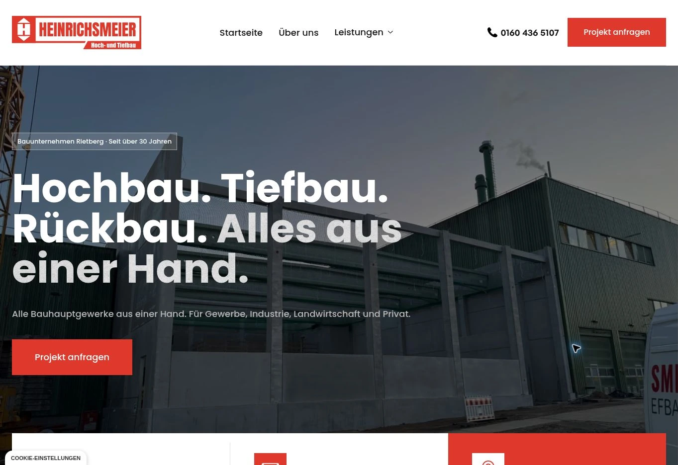 Heinrichsmeier Website mit neuem Logo und Bauprojekt