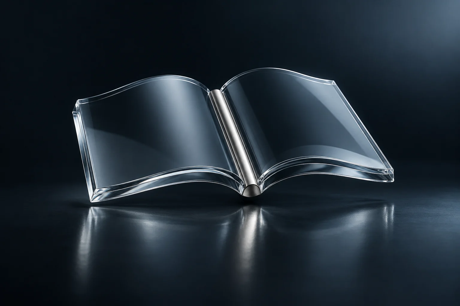 Aufgeschlagenes Buch aus Glas im eazy Studio-Licht