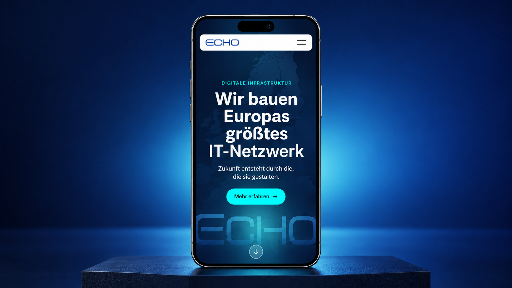Mobiler Mockup-Entwurf mit zentrierter ECHO-Headline