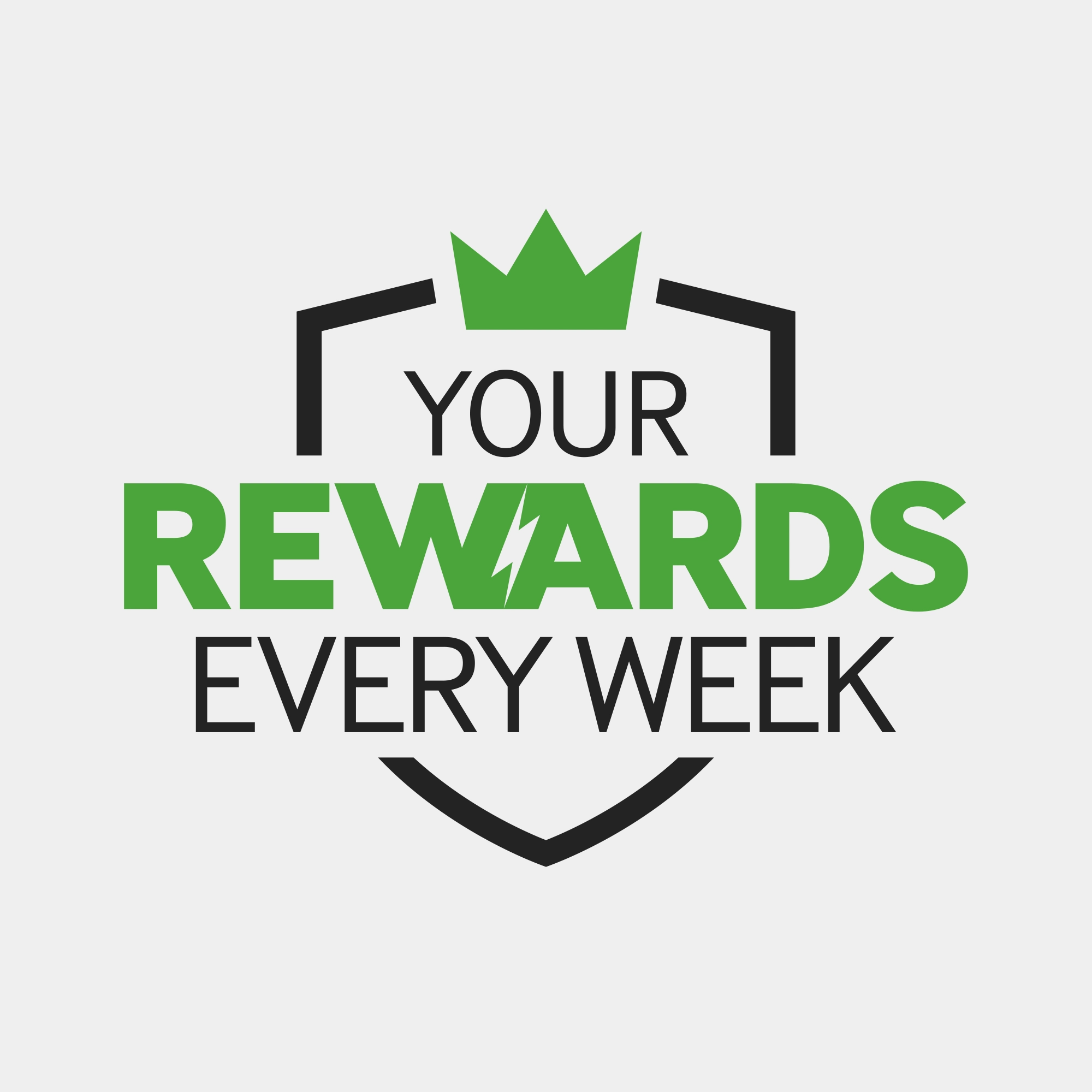 The default Your Rewards Every Week logo - with a crown icon, in green.