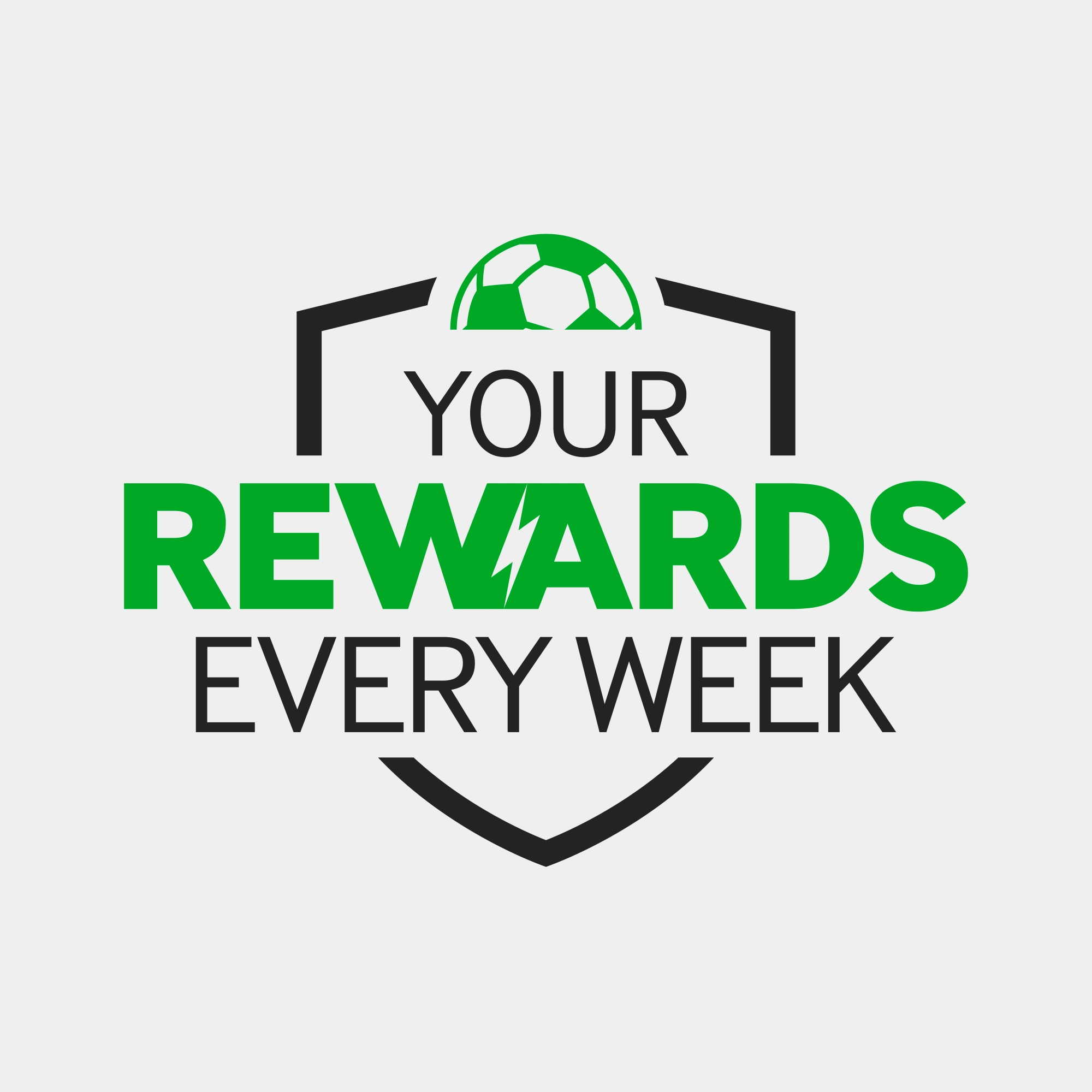 The football Your Rewards Every Week logo - with a football icon, in green.