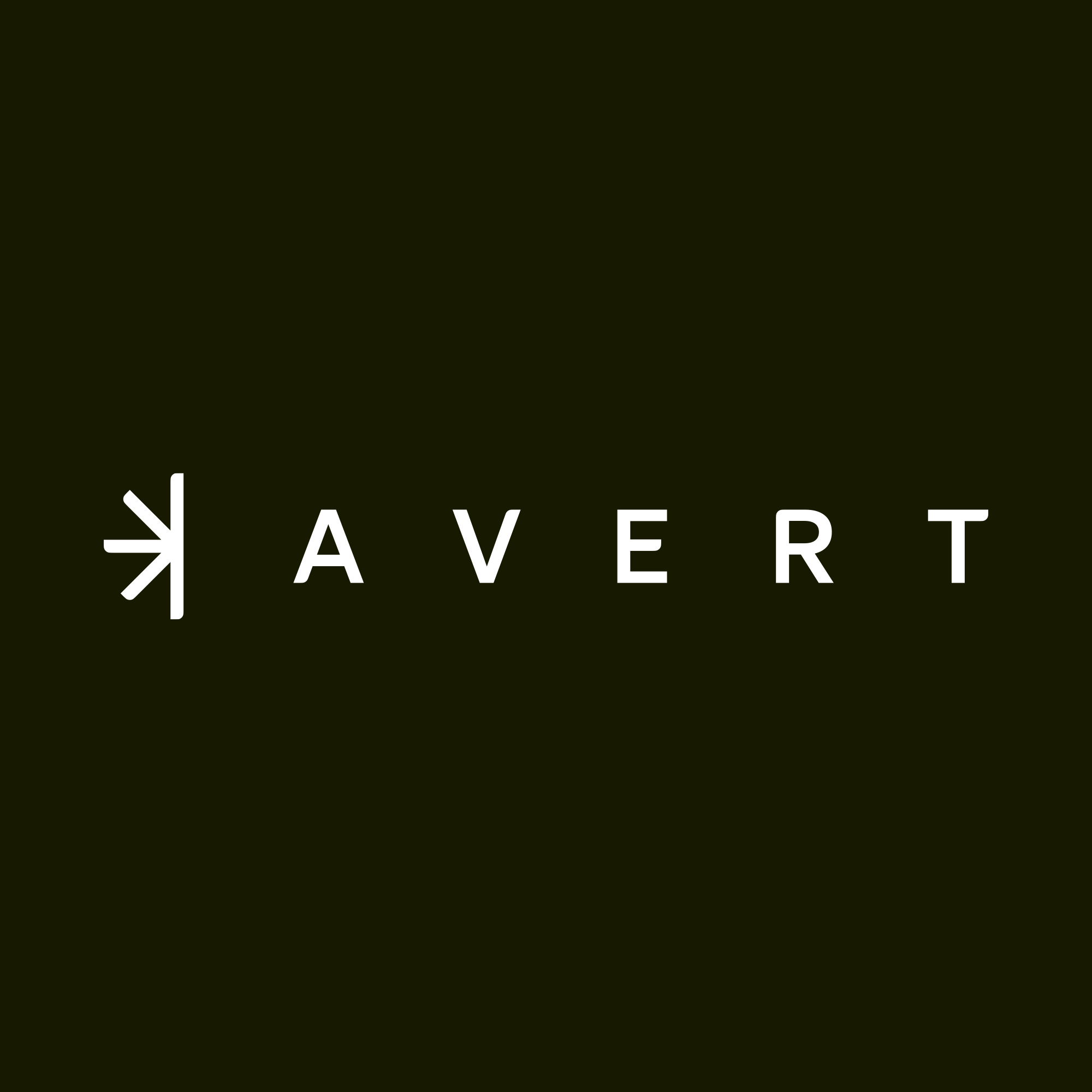 The Avert logo, on a solid black background.