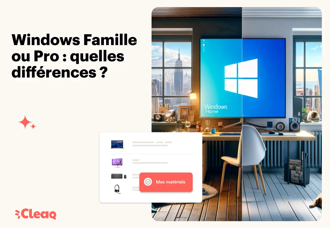 Écran affichant le logo Windows dans un bureau moderne