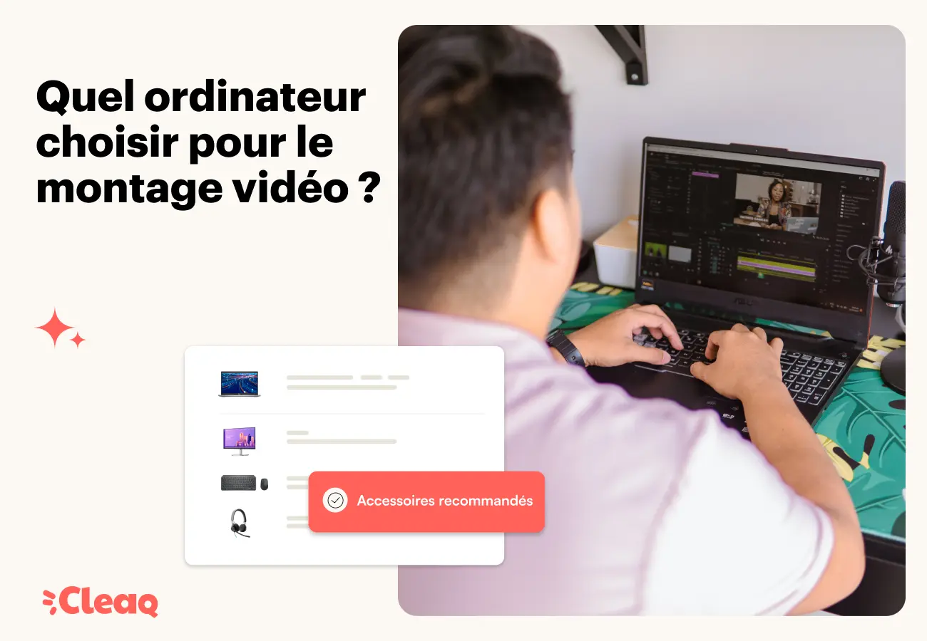 Monteur vidéo travaillant sur un logiciel de montage à son bureau