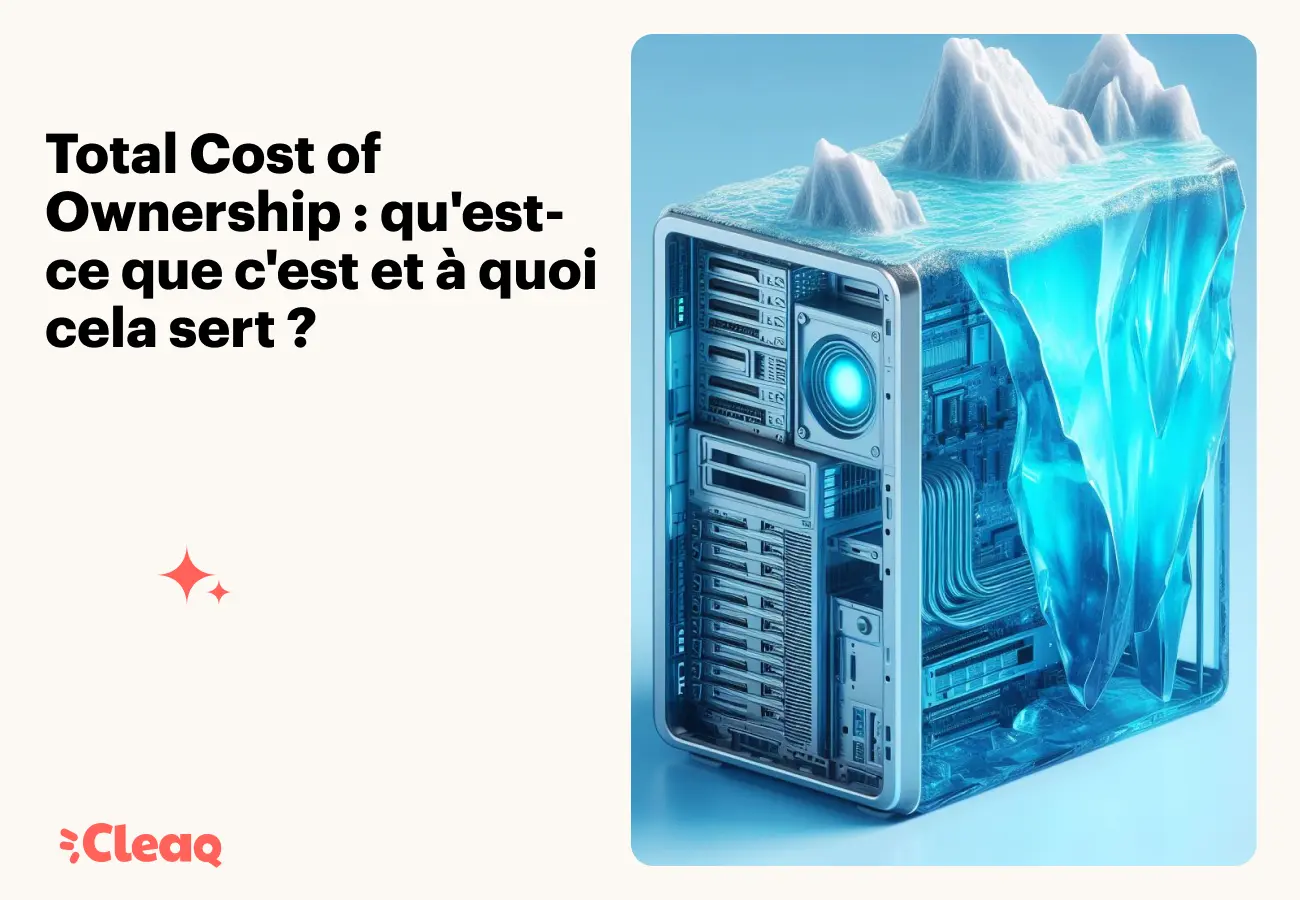 Illustration d'un serveur pris dans un bloc de glace, évoquant la partie cachée des coûts