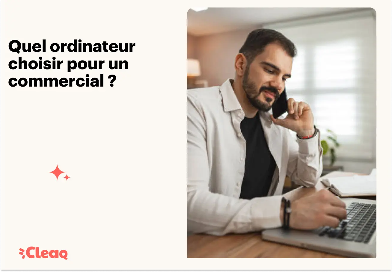 Commercial au téléphone devant son ordinateur portable