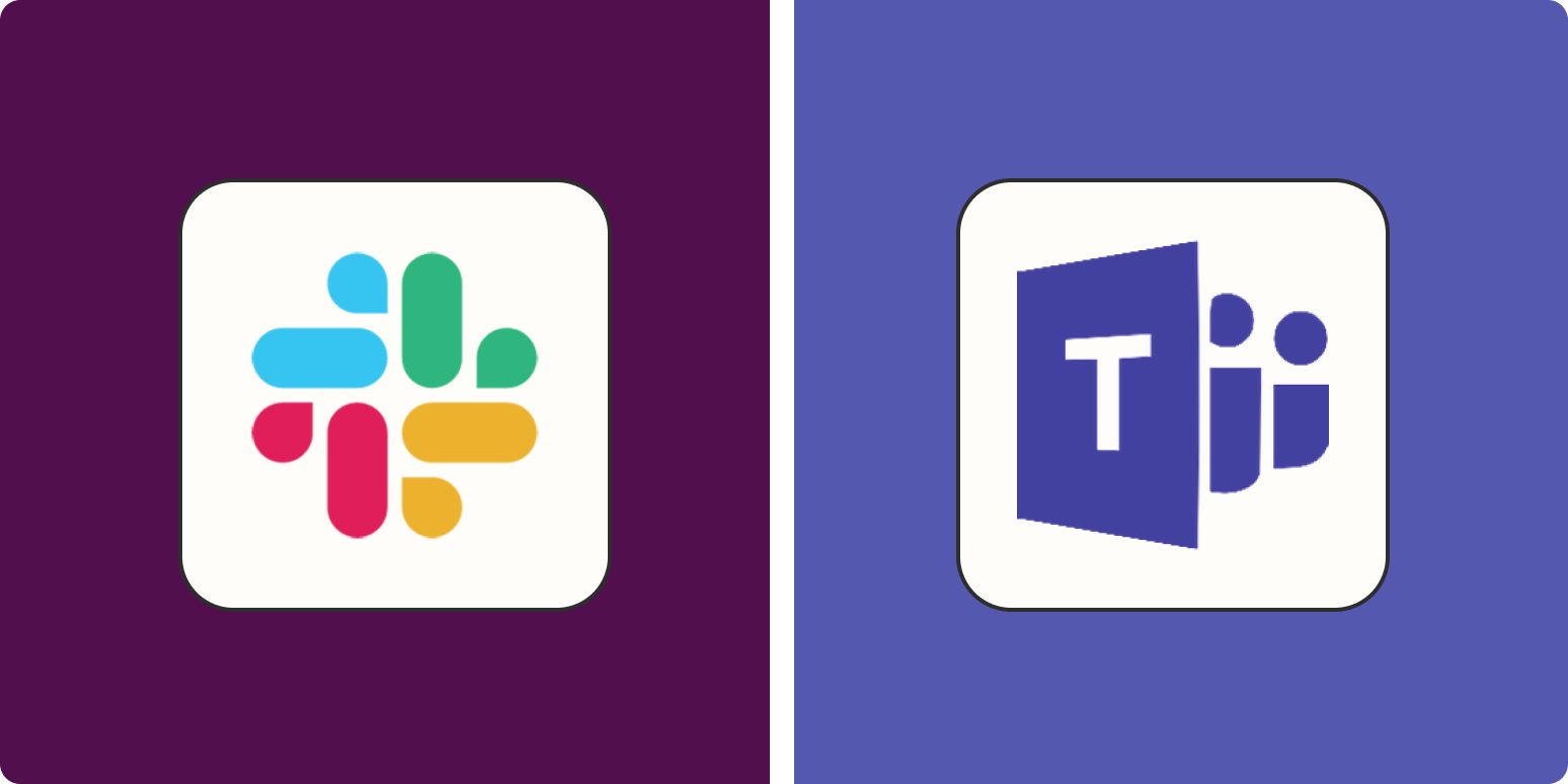 Logos de Slack et de Microsoft Teams côte à côte