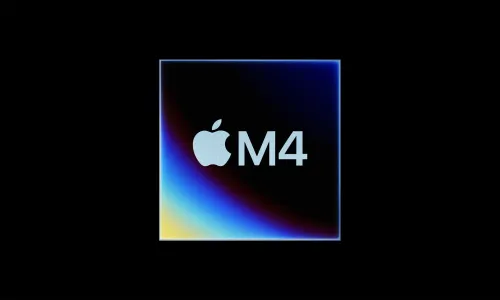 Logo de la puce Apple M4 sur fond noir