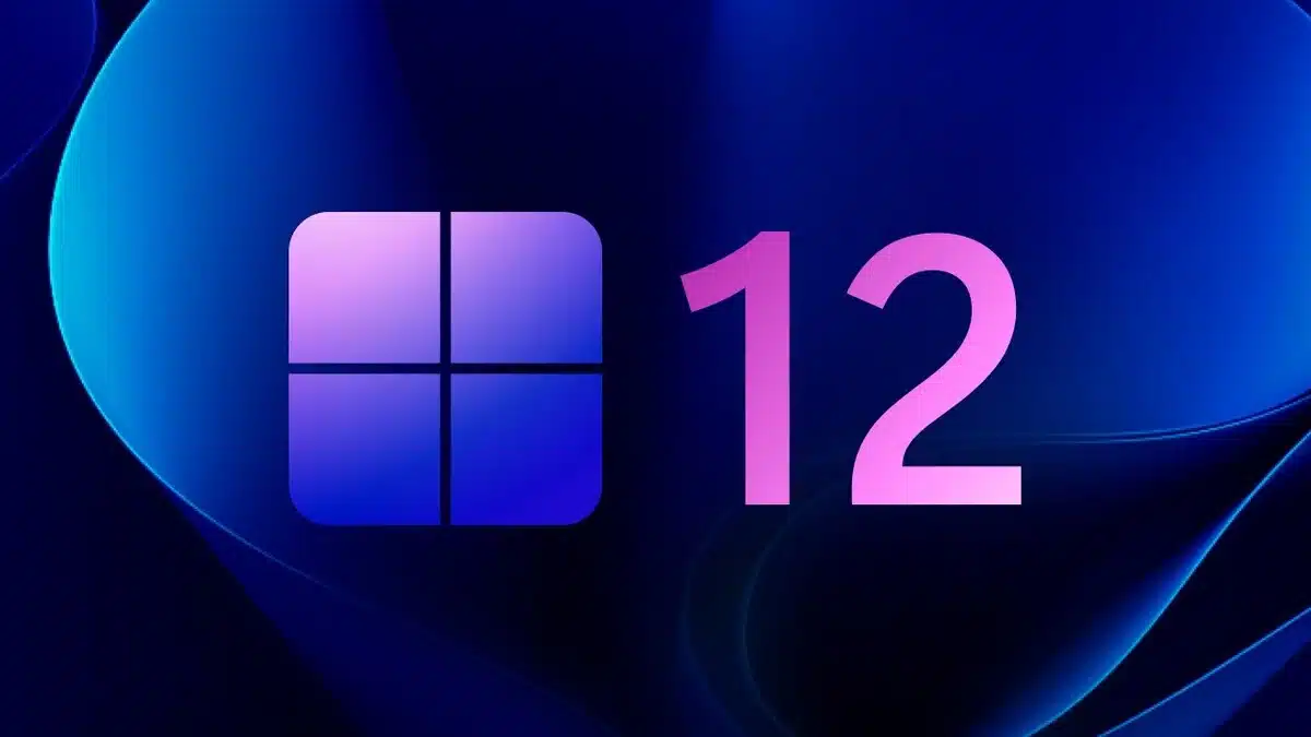Logo Windows accompagné du chiffre 12 sur fond bleu