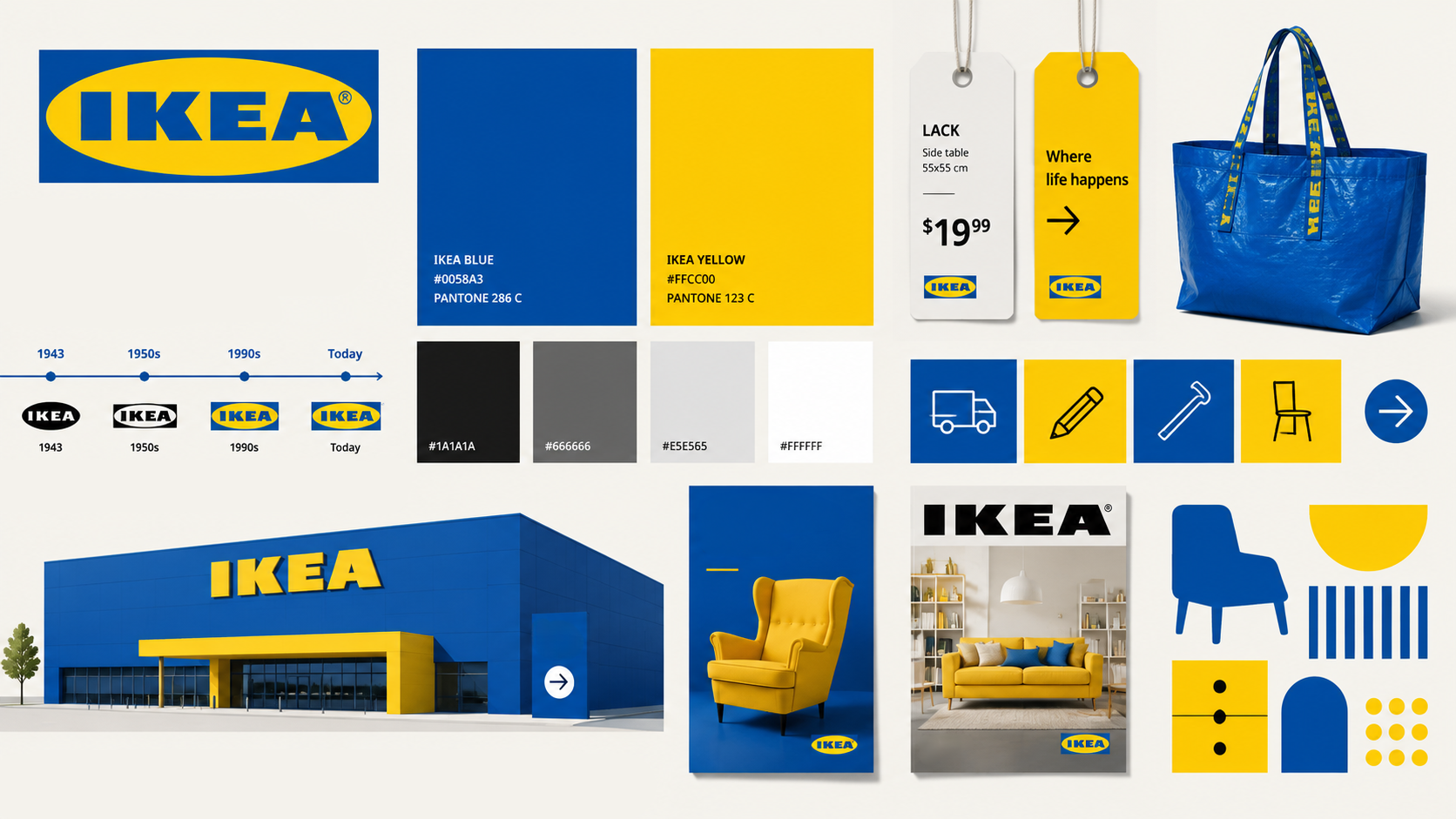 Palette di colori distintiva utilizzata per rappresentare una forte identità di brand.