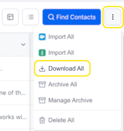 Download companies from the company page through the 3 dots