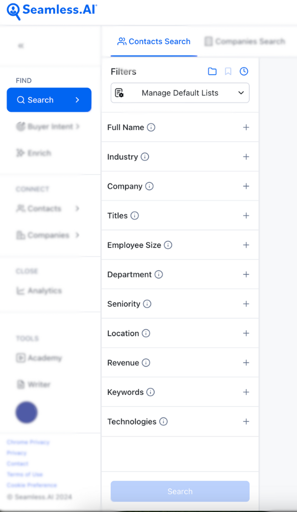 Apply filters to a contact search to target your ICP.