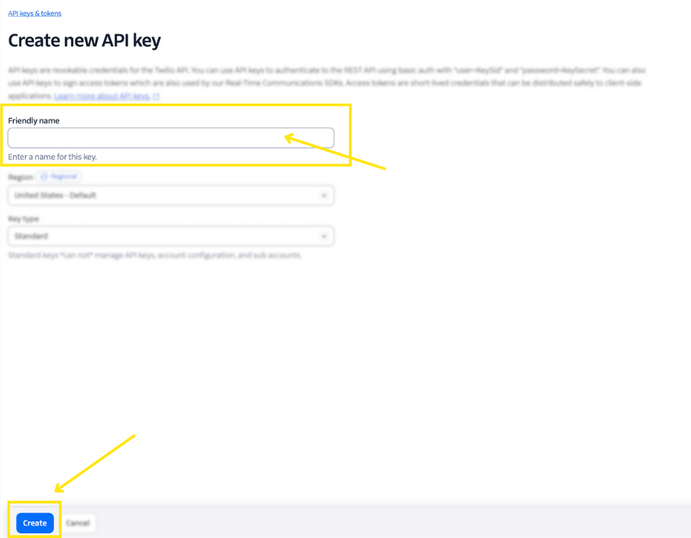 Title and create your Twilio API Key