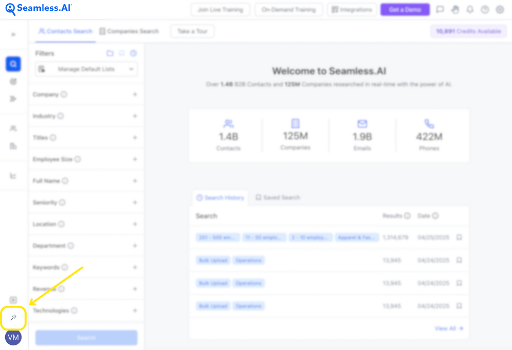 Access AI Assistant in button menu panel