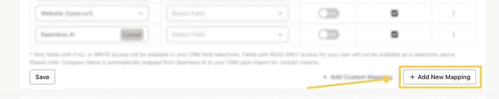 Add New Mapping button